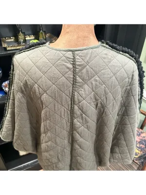 Anthropologie BL^nk London Quilted Faux Fur Jacket – Moss Green – Boho Beaded thumbnail 7