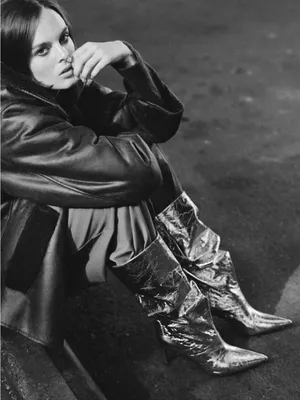 Zara Metallic Gold Over-the-Knee Pointed Stiletto Boots thumbnail 5