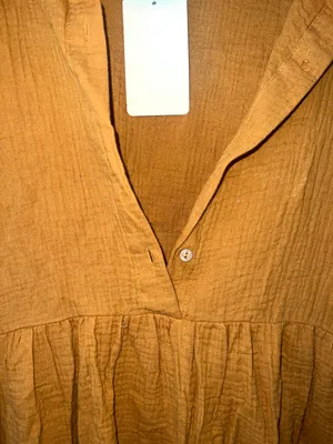 Peach Love Mustard Button Up Dress thumbnail 2