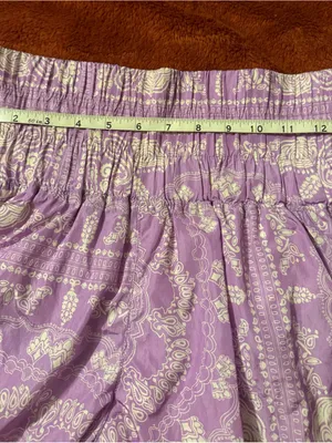 Free People Lavender Paisley High-Waist Smocked Shorts thumbnail 5