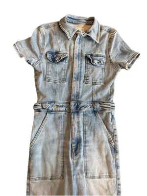 Good American Light Wash Coverall Jumpsuit Utility Sleeve Chambray Large Women's thumbnail 5