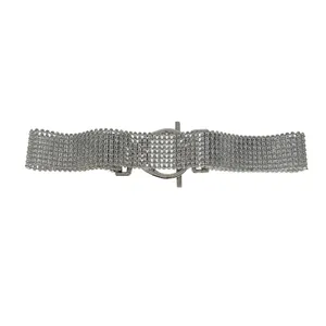 Sparkly Crystal Rhinestone Mesh Belt Silver‎ Wide Waist Statement Y2K Glam thumbnail 4