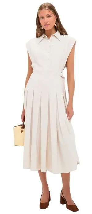 En Saison Quince Midi Shirt Dress in ecru Medium New Womens dresses thumbnail 1