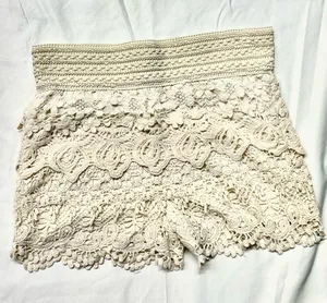 NWOT Rebellion Intricate Crochet Lace High-Waist Shorts, Boho Chic Women Med. thumbnail 1