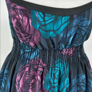 DKNY Jeans Black Fabric Floral Silk Satin Halter Dress Backless Dress Size Large thumbnail 7