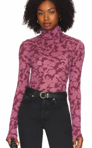 Free People You and I Long Sleeve Shirt Women's Small Sheer Cuffed Pink Feminine thumbnail 1