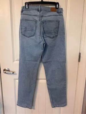 American Eagle Super High Rise Straight Jeans Light‎ Wash Size 4 thumbnail 3