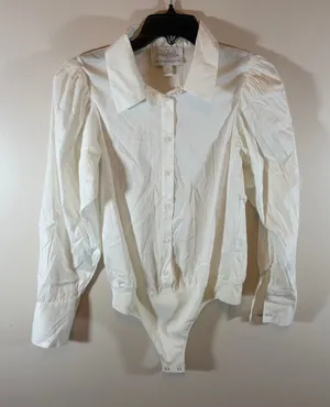Mare Mare x Anthropologie White Button Down Blouse Bodysuit Womens XS Minimalist thumbnail 1