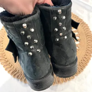 ROSS & SNOW Stefana Black Camo Leather Moto Boot Shearling Italy US 7 Moto Chic thumbnail 7