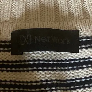 NetWork Women's Cream Black Striped Sleeveless Knit Polo Vest Sweater Top Size S thumbnail 5