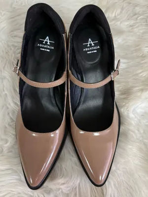 Aquatalia Casha Weatherproof Leather Mary Jane Pumps Tan Size 7 thumbnail 7