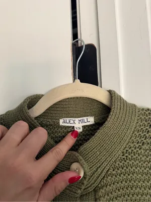 Alex Mill Faded Grove Green Nico Chunky Cardigan Sweater thumbnail 4