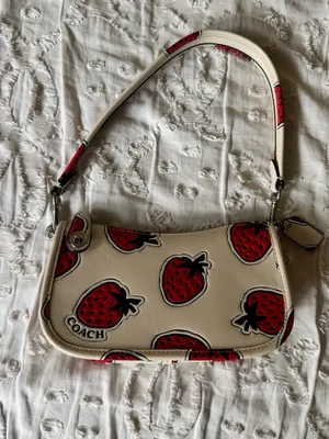 Coach Cream Leather Crossbody with Red Strawberry Print thumbnail 3