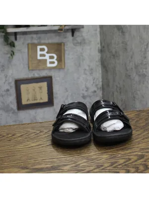 NWT Clarks Patent Breeze Piper Slide Sandal 26171970 Black 9M thumbnail 6