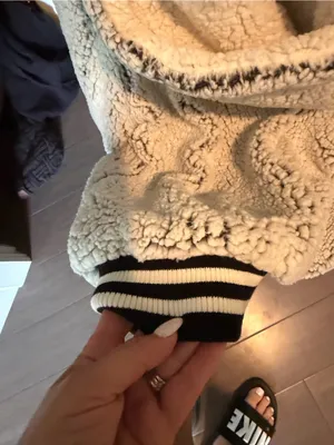 Cream Sherpa Zip-Up Hoodie Jacket thumbnail 4