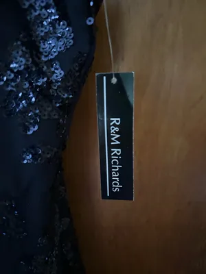 R&M Richards Navy Sequin V-Neck Evening Gown Maxi dress NWT Size 16 wedding thumbnail 7