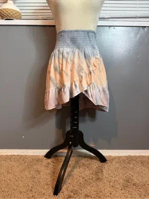 Vintage Havana Pastel Tie Dye Ruffle Skirt Smocked Waist Boho Small thumbnail 3