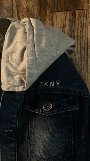 Donna Karan New York Women's Jean Jacket With Hoodie Size 14/16 thumbnail 3