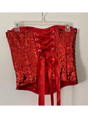 Roma Mrs. Rabbit Sexy Halloween Costume Red Sequin Dress ONLY w/ Slit MEDIUM thumbnail 8