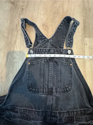 Old Navy Slouchy Straight Non-Stretch Black Jean Short Overalls XL thumbnail 4