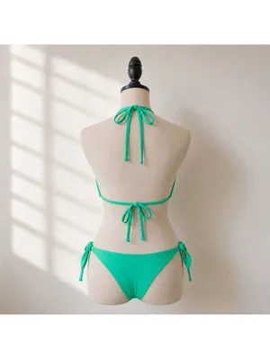 Calzedonia Cobey Green Triangle Bikini Set S Top M Bottom Tie Side thumbnail 2
