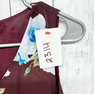 Altar'd State Dress Women Size Medium Vneck Sleeveless Maroon Floral Mini Casual thumbnail 3
