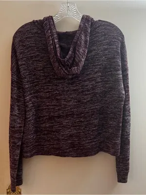 American Eagle Women's Marled burgundy wine red Zip-Front Hoodie crop top small thumbnail 6