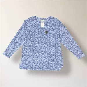 J. Crew M Blue Leopard Print Tunic Cotton‎ Long Sleeve Casual Animal Top NWT thumbnail 6