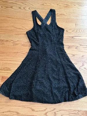 Vintage Black Beaded Dress - Women's silk Evening Dress Ibiza small thumbnail 1