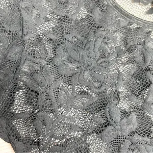 Victoria’s Secret Sheer Black Floral Lace Long Sleeve Bodysuit Size Medium thumbnail 4