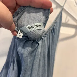 Maurices Light Wash Chambray‎ Halter Dress Beaded T-Back Empire Waist Blue Large thumbnail 8