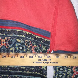 Free People Coral Boho Mixed Print Drop Shoulder Tunic knit 3/4 sleeve dress‎ M thumbnail 5