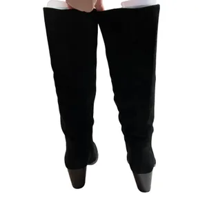Crevo Atty Knee High Tall Boot Black Suede Stacked Heel Size 7.5 Minimalist Boho thumbnail 4