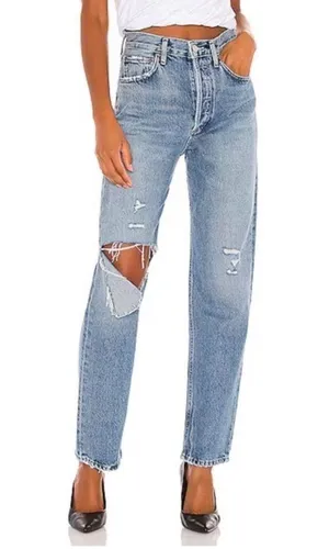 Agolde Women’s 90’s Pinch Waist Lineup Wash Distressed Straight Leg Jeans Sz 27 thumbnail 1