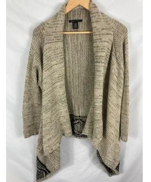 BCBGMaxazria Knit Open Front Wool Blend Cardigan Sweater Size Large thumbnail 1