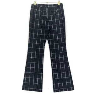 Alfani Windowpane Plaid Pants Women 8 Black White Straight Leg Stretch Trousers thumbnail 2