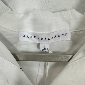 Jane‎ and Delancey White Embroidered Fruit Wine Sun Button Up Shirt Beachy Vacay thumbnail 4