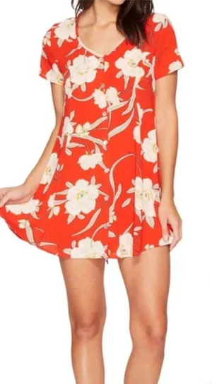 Show Me Your Mumu Bennett Babydoll Dress Southern Red Pebble Floral Size‎ Small thumbnail 1