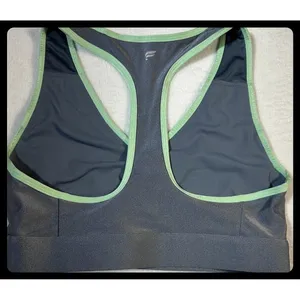 Fabletics Sports Bra Womens Medium Gray Green Racerback Keyhole Yoga thumbnail 4