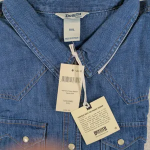 Duluth Trading Co Fence Mender Denim Western Shirt XXL Blue Pearl Snap 72904 thumbnail 4