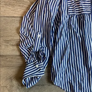 Blue and White Striped Long Sleeve Blouse thumbnail 2