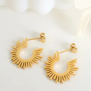 Gold Sun Rays Open Hoop Earrings thumbnail 1