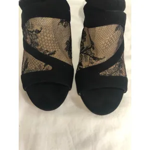 Jimmy Choo Vantage Black Suede Lace Glove Sandals EU 39 Stiletto Romantic Goth thumbnail 8