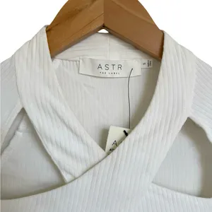 ASTR The Label White Ribbed Bodysuit With Cutout‎ Detail Small S NWT thumbnail 5