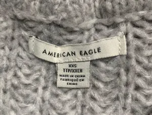 American Eagle Cropped CrewNeck Knit Sweater Gray Size XXS thumbnail 3
