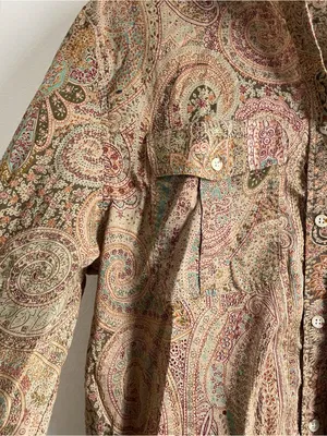 Lauren Ralph Lauren Paisley Button Down Shirt Size M Cotton Boho Blouse Brown thumbnail 6