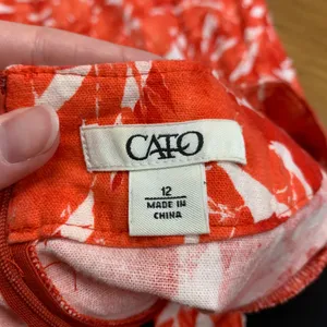 Cato Floral Print Dress Womens‎ 12 White Crochet Neck Sleeveless Casual Orange thumbnail 5