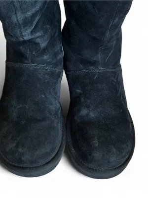 UGG Knightsbridge Leather Tall Boot Back Zip Shearling Lined Women 7M Black thumbnail 4