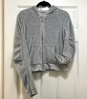 MICHAEL Michael Kors Gray Velour Hooded Sweatshirt Size Medium thumbnail 1