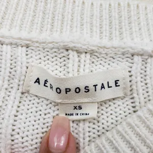 Aeropostale Striped Knit Sweater Womens XS White Blue Preppy thumbnail 4